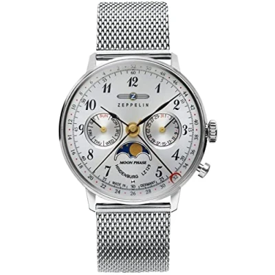 Image de Zeppelin Mixte Analogique Quartz Suisse Montre avec Bracelet en Acier Inoxydable 7037M 1