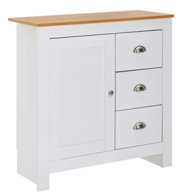 Image de FineBuy avec 3 tiroirs 79x81x35 cm Commode Blanc/chêne Moderne Buffet Haut Design Porte Salon