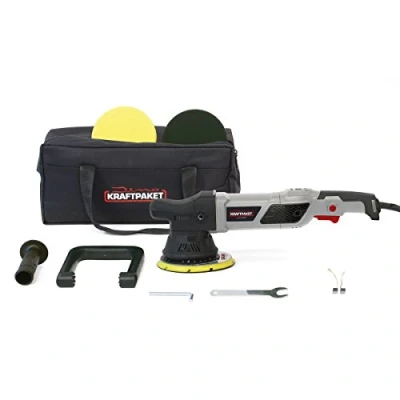 Image de Dino KRAFTPAKET Polisseuse Excentrique 21 mm 950 W 12 Niveaux avec écran LCD et Fonction mémoire Kit éponge de Polissage Sac pour Voiture Bateau XXL HUB