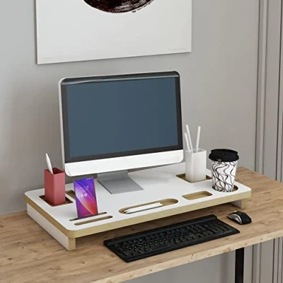 Image de Support d&#039;écran Ringsted 7 x 54 30 cm blanc / effet bois