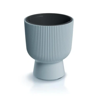 Image de Tymar DBMIS Pot de fleurs avec insert En plastique Grand format Gris Diamètre : 40 cm