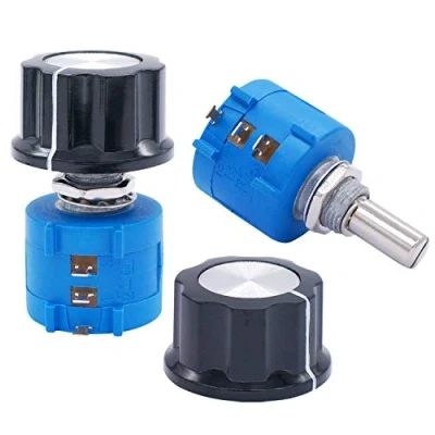 Image de Taiss 2 pièces 100 K ohm potentiomètre de précision à fil enroulé rotatif 10 tours, 3590S multitours, résistance réglable, avec bouton A03 (3590S 104L)