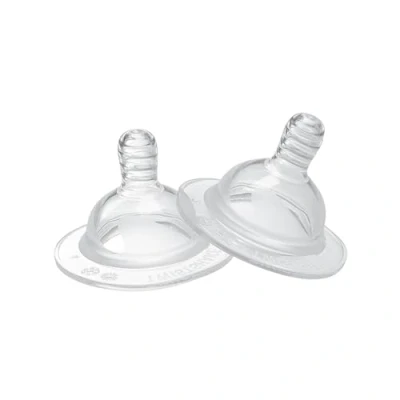 Image de Baby Anti Colic Teats Set of 2 S Size 0 Months+ Bottle with Breast like Structure Soft Silicone Teat BPA Free Infants Milk Toddler Transparent