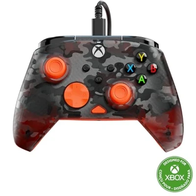 Image de Turtle Beach Rematch Core Ghost Camo noir/orange Manette de jeu filaire Licence Xbox Series XS, One et PC touches audio, moteurs vibration gâchettes d&#039;impulsion, câble 3 m