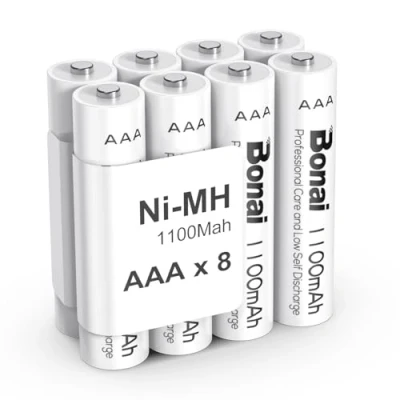 Image de BONAI Piles AAA Rechargeables 1100mAh 1,2V Ni MH Accu, Haute Capacité Réelle Batteries Rechargeables, 1200 Cycles Pile AAA, Faible Auto décharge, Pré Chargées Lot de 8