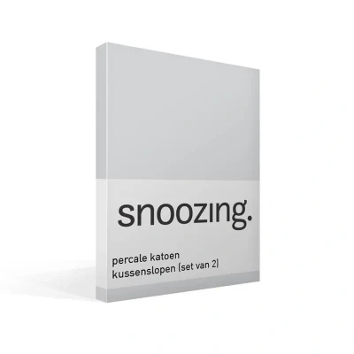 Image de Snoozing Percale de coton Taies d&#039;oreiller Lot 2 60x70 cm Gris