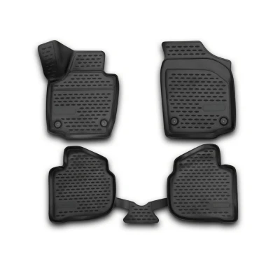 Image de Tapis de Sol Compatible avec Skoda Rapid Spaceback 2013 2019 en Caoutchouc TPE 3D Noir 4Pcs