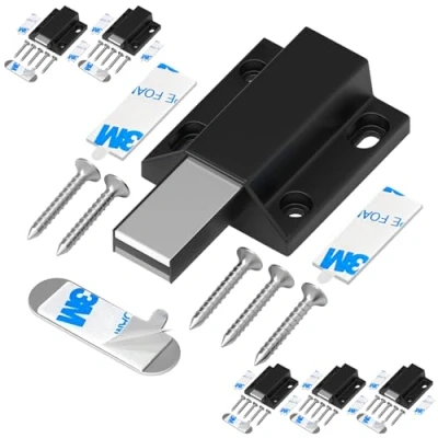 Image de Serrure à Pression Magnétique sans Clous Tonitrui Push Open Magnetic Touch Lock Porte de Cuisine d&#039;armoire Fermeture et d&#039;éjection La Serrure(Noir 6 Pièces)