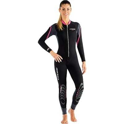 Image de Cressi Lei All in One Wetsuit Combinaisons Femme, Noir/Gris/Rose, L/4