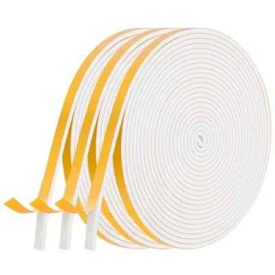 Image de AiQInu Joint Fenetre Isolation, Porte Mousse Adhésif 3 Rouleaux 6mm x 3mm 5m Multi fonction Caoutchouc Calfeutrage Antichoc d&#039;Isolation Phonique pour Meuble Protection de Climatiseur