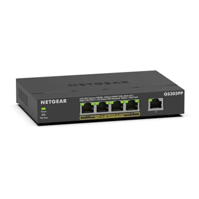 Image de NETGEAR (GS305PPV3) Switch 5 Ports Gigabit Ethernet PoE avec 4 PoE+ à 83 W, Montage sur Un Bureau ou en Rack