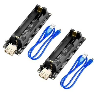 Image de Lot de 2 batteries lithium ion 18650 5 V 3 Module micro USB 600 mA V/1 A V/3 avec Câble charge compatible Raspberry Pi ESP32 ESP8266