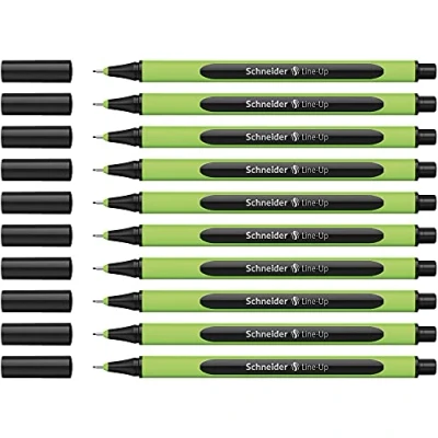 Image de Schneider 191001 Fineliner Line Up (épaisseur de trait 0,4 mm, en plastique biosourcé) noir saphir, Lot 10