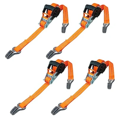 Image de PETEX Lot de 4 Sangles d&#039;arrimage automatiques à cliquet 1 pièce 5 m x 35 mm 1000/2000 daN Jusqu&#039;à 2000 kg Orange