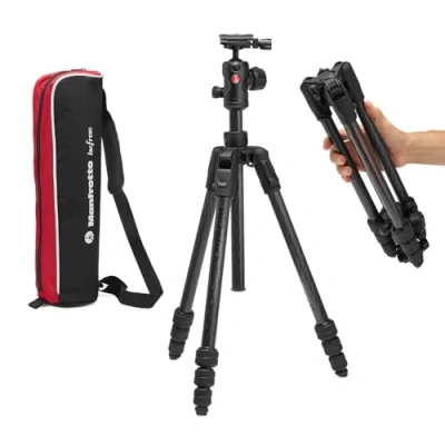 Image de Manfrotto Befree Advanced AS, Camera Tripod, Twist Lock, Compatible with Arca Swiss, Portable, Compact Travel Tripod Kit, Ball Head, Carbon for DSLR, Mirrorless Cameras, Accessories