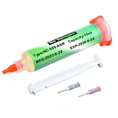 Image de Flux Soudure,Flux soudure Electronique,Pate A Souder, Avec Tige de PousséE,Flux électronique sans nettoyage LED SMD PCB BGA 138 ℃ (10 ml)