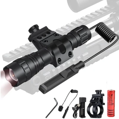 Image de Torche LED à lumière Infrarouge pour illuminateur IR 940nm, Lampe de Poche Rechargeable Vision Nocturne avec Support décalé, pressostat Distance la Chasse aux prédateurs
