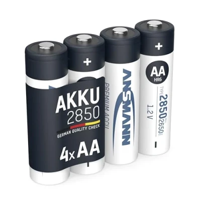 Image de ANSMANN Piles Rechargeables Mignon AA NiMH 2850 mAh 1,2 V (Lot de 4) HR6 polyvalentes, à Haute capacité et Faible autodécharge Accumulateurs pour Manette Xbox, Clavier sans Fil, etc.