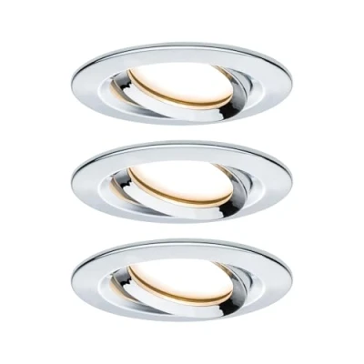 Image de Paulmann 93684 encastré LED Nova Plus kit de 3 rond orientable 3x6,8W IP65 gradable projecteurs Chrome spot aluminium lampe enc. 2700K, 20.4 W, 3er Set