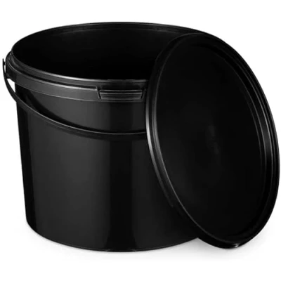 Image de BenBow Seau avec Couvercle 3L Noir 5X 3 Litre apte au Contact Alimentaire, Stable, hermétique, étanche, sans Odeur récipient de Stockage en Plastique, poignée Vide