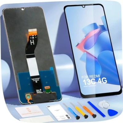 Image de Ecran LCD pour Xiaomi Redmi 13C, 13C 23100RN82L, 23106RN0DA, 23108RN04Y Tactile Complet avec Kit de Réparation (6.74&quot;, Noir)