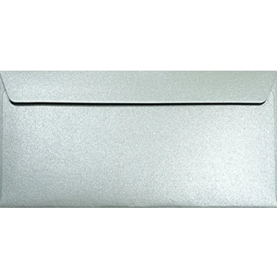 Image de Netuno 25x enveloppe argentée nacrée longue DL 110x220mm 120g Majestic Moonlight Silver décorative élégante pour mariage anniversaire baptême Noël invitations cartes lettres de voeux