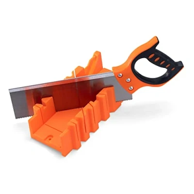 Image de Navaris Boîte à onglets avec scie 12&quot; pour angle 22,5 45 et 90 Outil bricolage menuiserie modélisme petits travaux