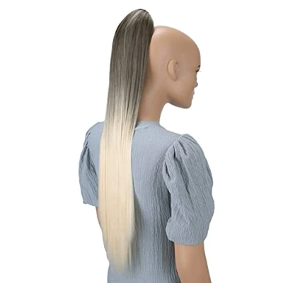 Image de CAISHA 70cm Postiche Natte Queue De Cheval Extensions Cheveux Raide Blond Brun Ombré H119