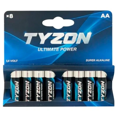 Image de Tyzon Lot de 8 Piles alcalines AA jetables Longue durée pour appareils ménagers et électroniques