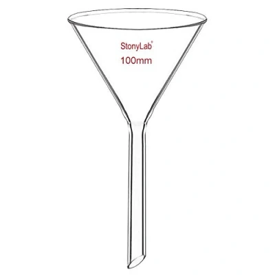 Image de stonylab 1 Paquet Entonnoirs en Verre Borosilicaté, Borosilicaté Glass Funnel, 100 mm de Diamètre et Longueur Tige