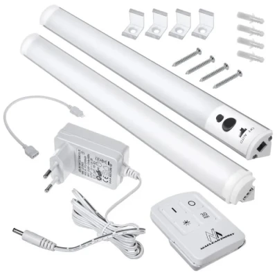 Image de Maclean MCE245 Plafonniers linéaires à LED pour armoire avec télécommande Réglage de la luminosité 240LM Blanc froid [Classe énergétique A] (2 modules set)