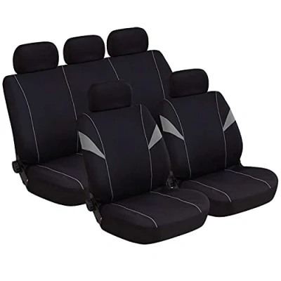 Image de Lupex Shop Housses de siège universelles en Polyester adaptables à Toutes Les Voitures avec sièges Standard 2 Fermetures éclair sur dossiers arrière Modèle H Gris