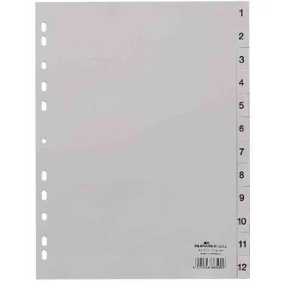 Image de Répertoire numérique durable 651210 (DIN A4, onglets gaufrés 1 12, couverture intégrale en PP) pièce, gris