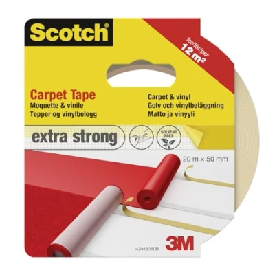 Image de Scotch 42022050B Ruban adhésif double face pour moquette et sol en vinyle, Transparent, 20 m x 50 mm