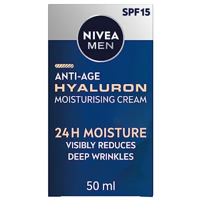 Image de NIVEA MEN crème hydratante anti âge Hyaluron SPF15 (50 ml), visage rides avec acide hyaluronique et pro rétinol, réduit visiblement les profondes raffermit la peau