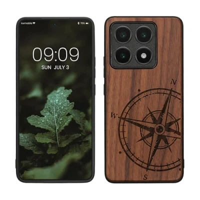 Image de kwmobile Housse Compatible avec Xiaomi 14T Coque Étui de Protection Rigide Antichoc Cadre en TPU Brun foncé
