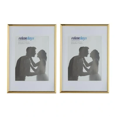 Image de relaxdays Cadres photo, lot de 2, 20x30 cm, passe partout 15x20 picture frame à poser ou suspendre, doré