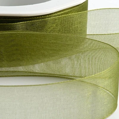 Image de Italian Options Rouleau de ruban en mousseline soie Vert mousse 38 mm x 20 m