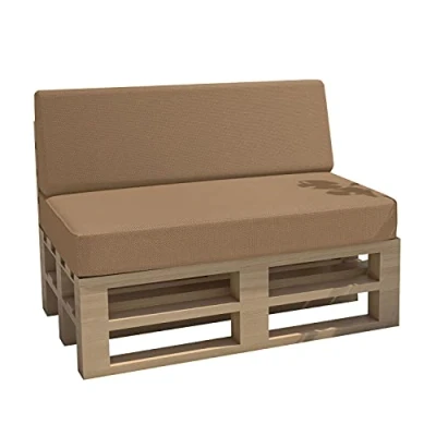 Image de chilly pilley Coussin De Palette EU Impermeable Jardin Intérieur Extérieur Lavable Amovible Siège Dos (2er Set, Beige)