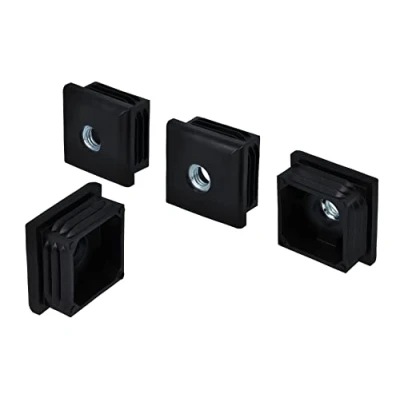 Image de GleitGut Lot de 4 bouchons filetés à tube carré M8 et M10 douilles enfichables carrées en plastique noir (40 x 40 mm M10)