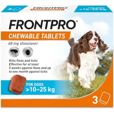 Image de FRONTPRO Flea and Tick Tablets for Dog (10 25 kg) 3X 68mg