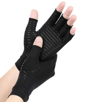 Image de AovYoo Gants pour Arthrose Cuivre, Gant de Compression Main Rhumatismals, Anti Arthrite, Tendinite Poignet, Soulagement des Douleurs RSI, Syndrome du Canal Carpien (L)
