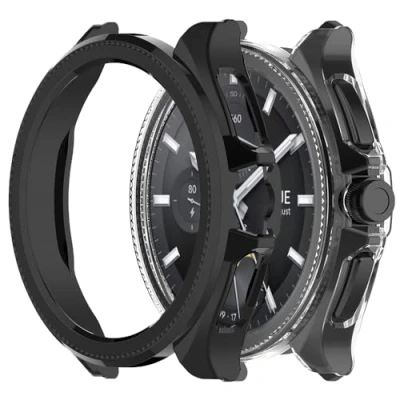 Image de Msiall [2 pièces noir Transparent avec Film de protection d&#039;écran en verre trempé pour mi watch 2 Pro, étui PC dureté 9H, pare chocs, complet mince Smart Pro