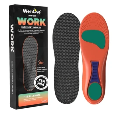 Image de Welnove Semelles de travail pour femme intérieures en mousse à mémoire forme fasciite plantaire et douleurs l&#039;épine calcanéenne Absorption des chocs bottes Taille 37 40