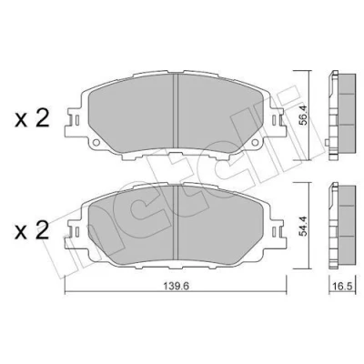 Image de METELLI 22 1235 0 Jeu de plaquettes frein contact signal d&#039;usure exclu TOYOTA: Corolla XII Break, Prius PHV 3/5 portes, portes