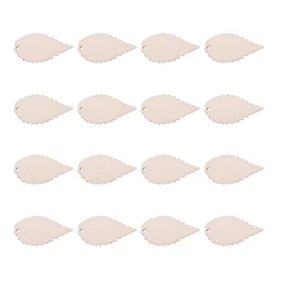 Image de nbeads Lot de 100 Étiquettes en Bois Massif Non Fini Forme Feuille avec Trous 50 x 26 2 mm, Trou : 3 mm