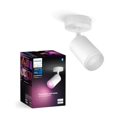 Image de Philips Hue White &amp; Color Ambiance Fugato Spot 1 flg. blanco 1x350lm, regulable, 16 millones de colores, controlable mediante app, compatible con Amazon Alexa (Echo, Echo Dot)
