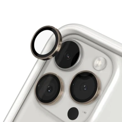 Image de RhinoShield protection d&#039;objectif en verre trempé 9H compatible avec [iPhone 16 Pro / Max] Résistance aux chocs et rayures, haute clarté, anti éclats, techn buée Or