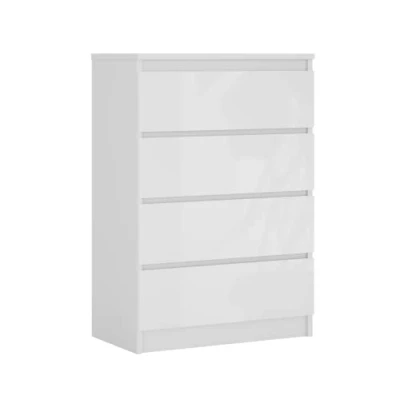 Image de 3E 3xE living.com Commode 4 tiroirs 70 cm, Couleur : Blanc Mat/Blanc Brillant, L P 40 H 97