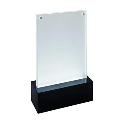 Image de SIGEL TA423 Présentoir de table LED pour A6, présentation double face à illuminer, transparent/noir, acrylique